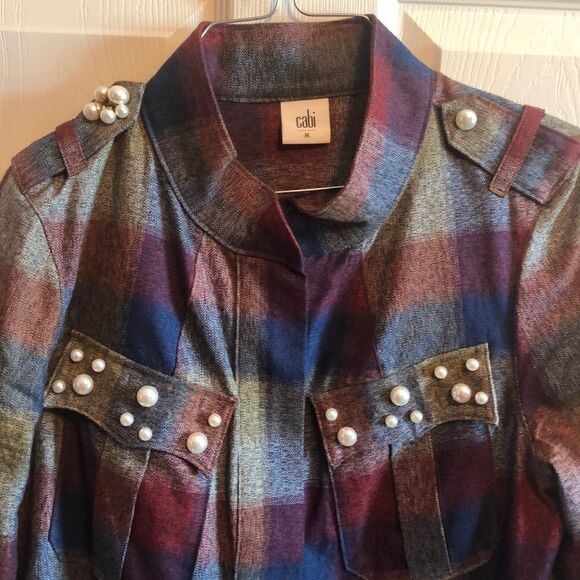Cabi plaid and pearl zippered jacket sz M - Picture 4 of 8